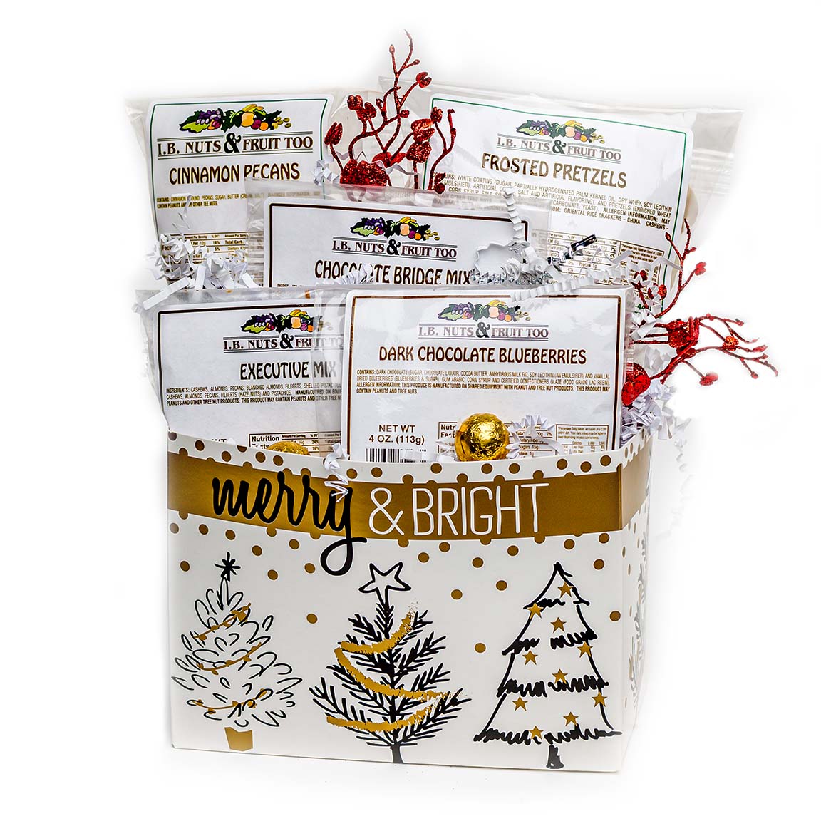 Merry & Bright Basket IB Nuts Premier Gifting Solutions for All